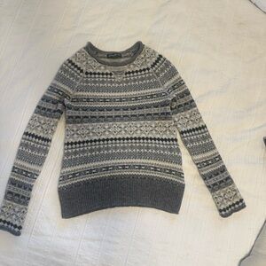 Eddie Bauer Gray and Cream Patterned Sweater